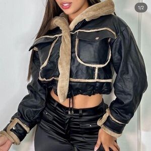 Beautiful leather jacket with fleece lining inside. brand new